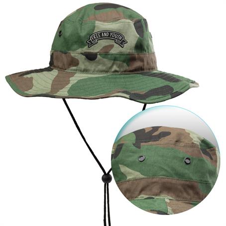 AC87US - Foldable Cotton Bucket Hat With Camouflage And Draw Cord