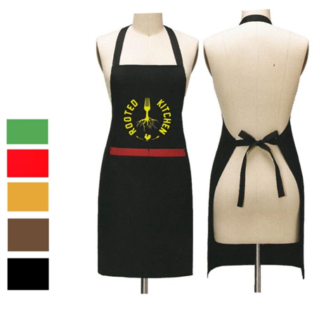 APR736 - 8 Oz. Uniform Fabric Two-Tone Kitchen Aprons W/ 2 Pockets