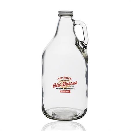 BP363413 - 64 oz. Clear Durable Glass Growlers with Flint Handles