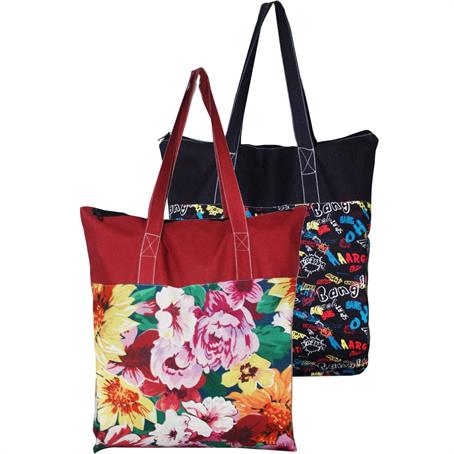 ICBFC008 - Grocery Cotton bags 15"x15"x3.25"Gusset Full Color Tote Bag