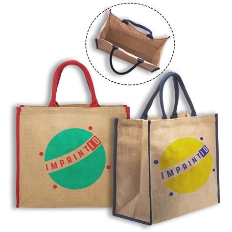 IJBUS240 - Eco Friendly Jute Bags w/ Colored Handles & Accents