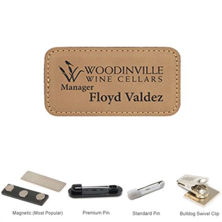 IMBLS153 - 3"W x 1.5"H Leather Name Badges