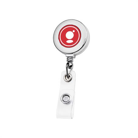 IMBRMT07L - Round Metal Retractable Badge Reel w/ Safety Pin & Hanging Loop
