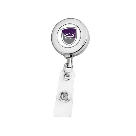 IMBRMT08 - Round Metal Retractable Badge Reel w/ Safety Pin backing