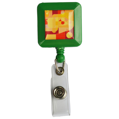 IMBRSQ02 - Retractable Square Badge Reel w/ Bulldog clip