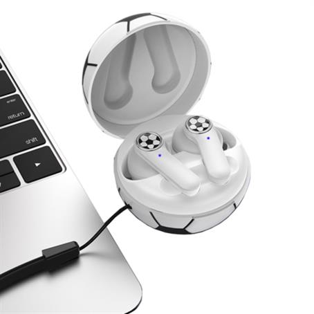 IMDS204 - Soccer Style Wireless Earbuds w/ Custom Imprint & Charging Case Earphones