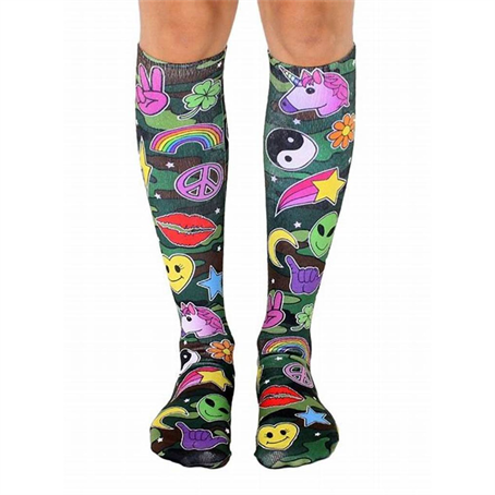 IMDSS150 - 200 NEEDLE OVER THE CALF SUBLIMATED FULL COLOR SOCKS