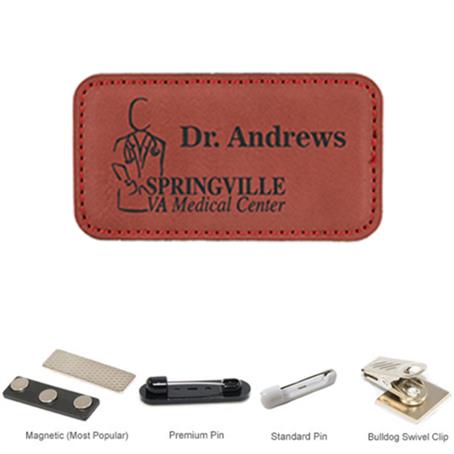 IMLS32 - 3.375"W x 2.125"H Leather Name Badges
