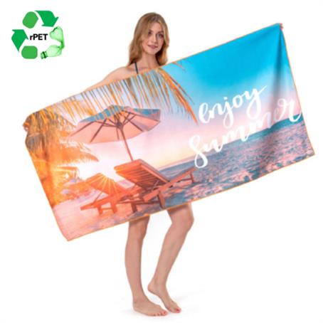 IMRPET4075 - 40"x 75" Eco-friendly rPET Sublimated Microfiber Sand Proof Beach Towel