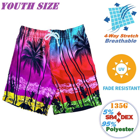 IMSABY196 - 135G Youth Light 4-Way Stretch Hawaiian Shorts, Soft & Cool