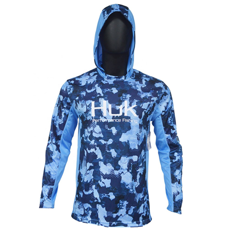 IMSAHD823 - Unisex Long Sleeve Fishing T Shirt with Hoodie, UV resistant