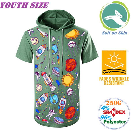 IMSAHY153 - 250G Fleece Youth Short Sleeve Pullover Hoodies, creaseproof fabric