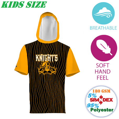 IMSAK113 - 180G Poly-Cotton Youth Sublimated short sleeve hooded T-shirt