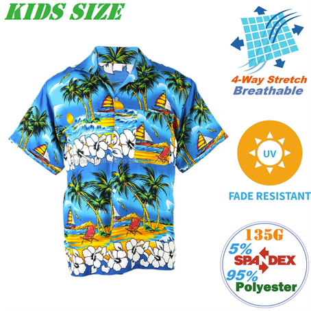 IMSAK192 - 135G Youth 4-Way Stretch Breathable UV resistant Hawaiian Shirts