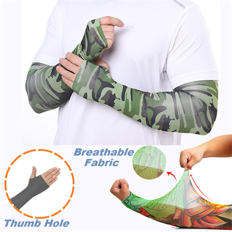 IMSAS23 - Youth & Adult size CoolMax quick dry summer Arm sleeves w/ Thumb Loop