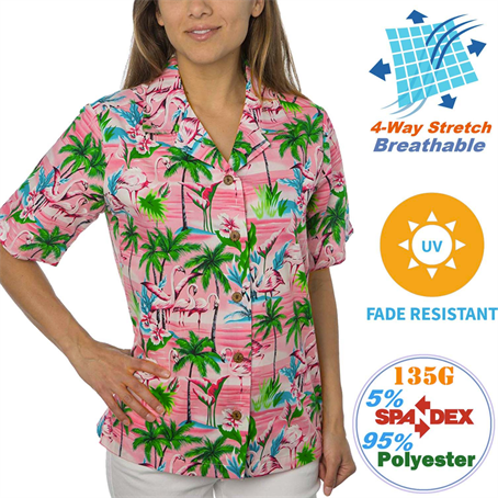 IMSASW198 - 135G Women's 4-Way Stretch Breathable UV resistant Hawaiian Shirts