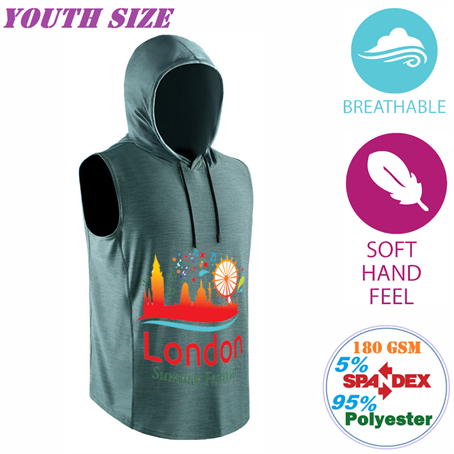 IMSAY126 - 180G Youth Sleeveless Poly-cotton Pullover Hoodie
