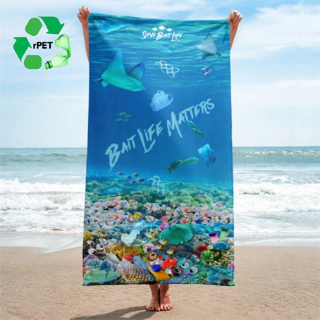 IMSGT2442 - 24"x 42" Eco-friendly rPET Sublimated Microfiber Velour Gym Towel w/ Cotton Terry Loops
