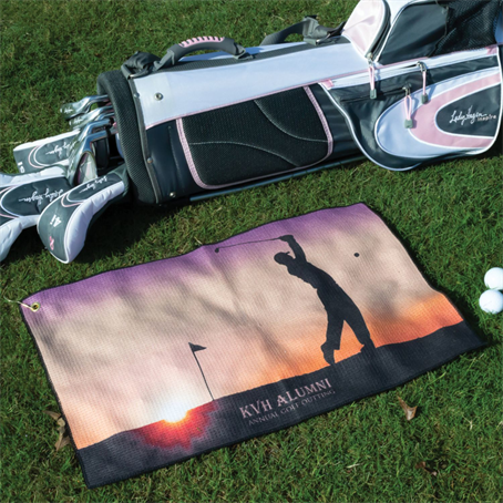 IMSGTM1220 - 12"x 20" Sublimated Microfiber Velour Golf Towel with Grommet & Carabiner