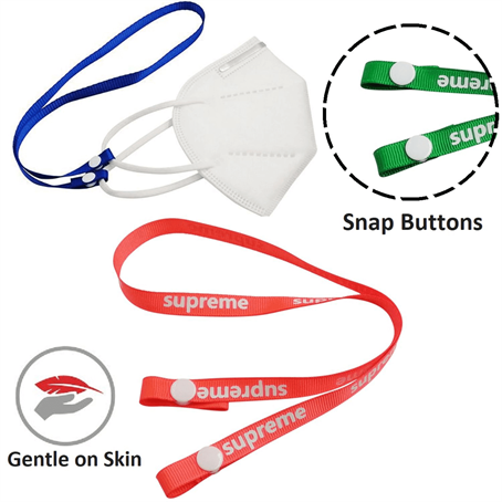 IMSLPY - Polyester Face Mask Lanyard w/ Snap Button Adjustable Keeper