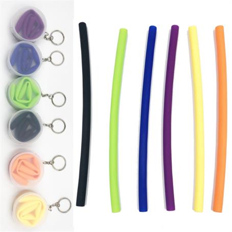 IMSSTR01 - Reusable Soft Silicone Straw w/ Carrying Case & Keyring