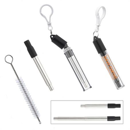IMSTRUS01 - Retractable Stainless Steel Straw w/ Cleaning Kit Reusable
