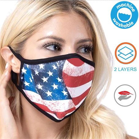 IMSUS2LE - RUSH USA Printed 2 Layer Face Mask w/ Full Color Imprint