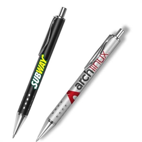 IMUS279 - Chrome Metal Ballpoint Pens w/ Swerve Clip & Brass Barrel