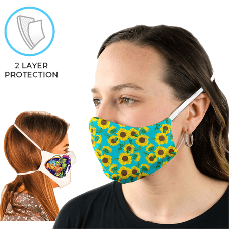 IMXCD17HB - Full Color 2 Layer Face Mask w/ Head Strap Safety Masks