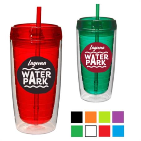 BP207 - 16 oz. Acrylic Double Wall Tumblers With Straw