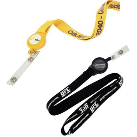 IM-LPYRC58 - 5/8" Polyester Lanyard With Retractable Reel Combo