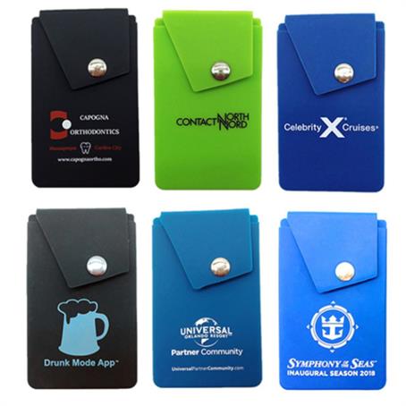 IM-PWBP19 - Silicone Phone Wallet Stand With Button Pocket