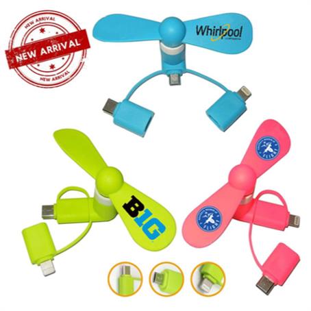 IM-UF1009 - Usb Mini Fan With 3 In One Connector With Usb Type C