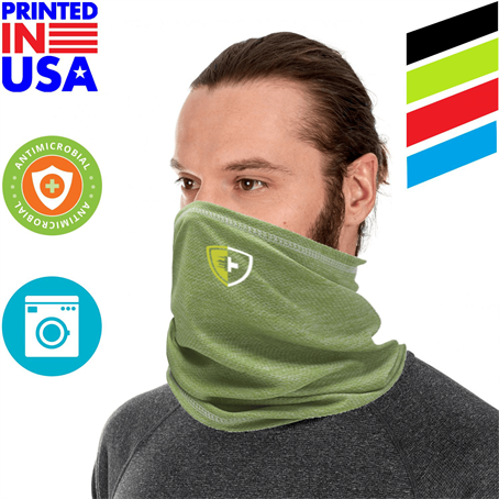 INGUSD006 - USA Printed Heathered Neck Gaiter w/ Full Color Imprint Antimicrobial
