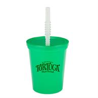 16 Oz Plastic Sports Cups W/ Lid And Straw