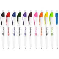 Preston Ballpoint Pen W/ White Barrel & Colored Clip Click Pen