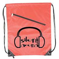 Nylon Drawstring Bag With Front Zipper