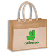 Large Grocery Jute Tote Bags w/ Front Pocket