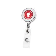 Round Metal Retractable Badge Reel w/ Safety Pin & Hanging Loop