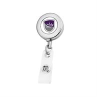 Round Metal Retractable Badge Reel w/ Safety Pin backing