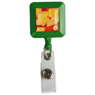 Retractable Square Badge Reel w/ Bulldog clip