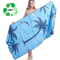 20"x 30" Eco-friendly rPET Sublimated Microfiber Velour Gym Towel w/ Cotton Terry Loops