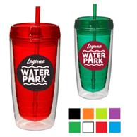 16 oz. Acrylic Double Wall Tumblers With Straw