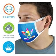 2 Layer Face Mask W/ Full Color Imprint & Elastic Ear-Loop