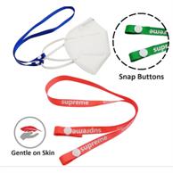 Polyester Face Mask Lanyard W/ Snap Button Adjustable Keeper